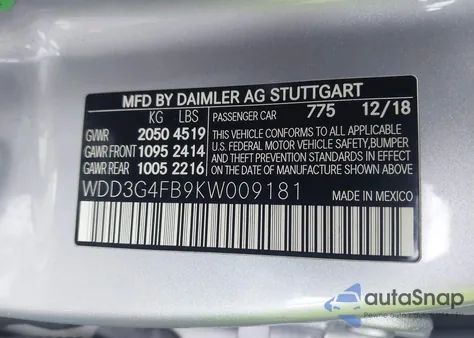 2019 Mercedes-Benz A 220 4Matic z USA, uszkodzony, nr VIN WDD3G4FB9KW009181